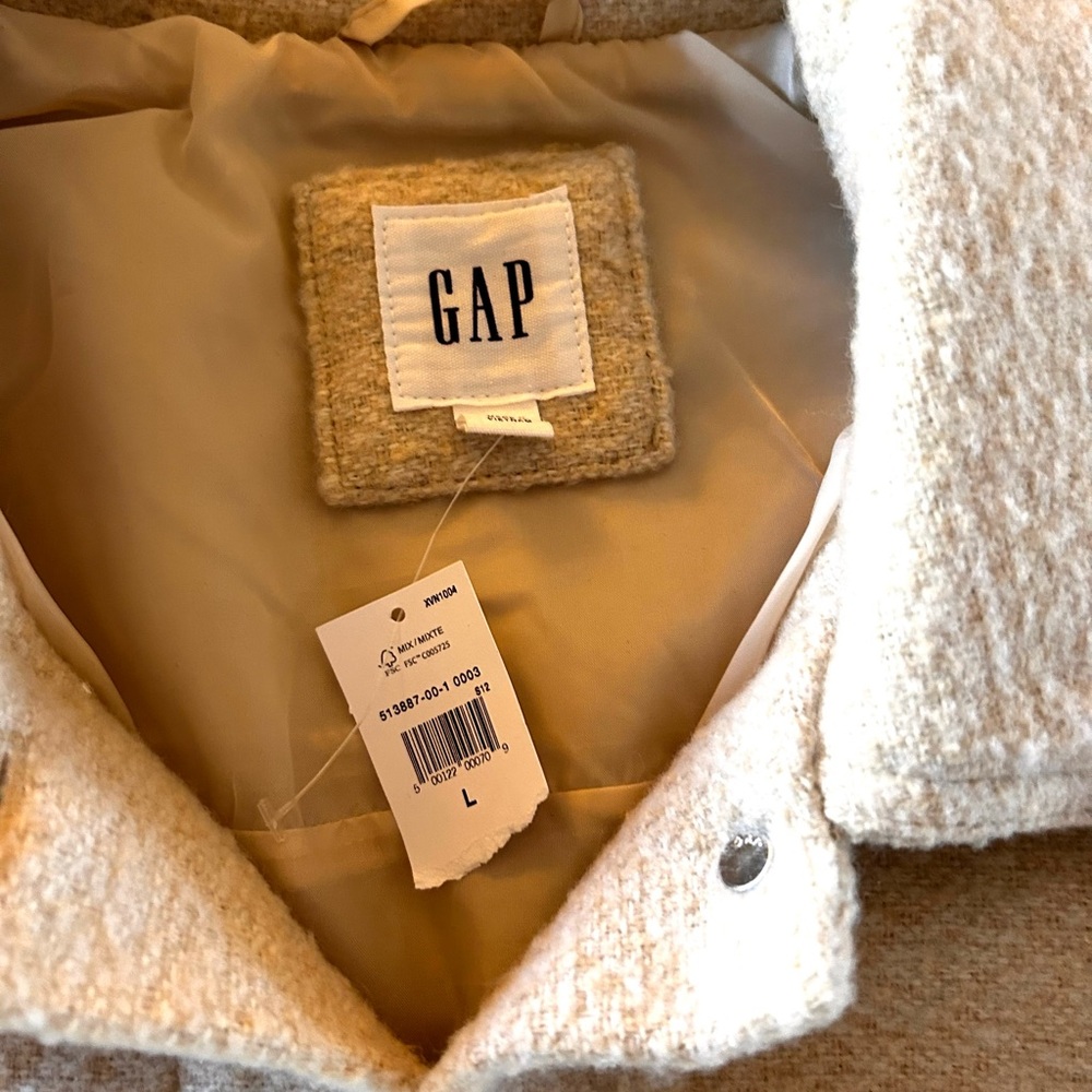 GAP boucle cropped Icon jacket in birch white. - Picture 5 of 12